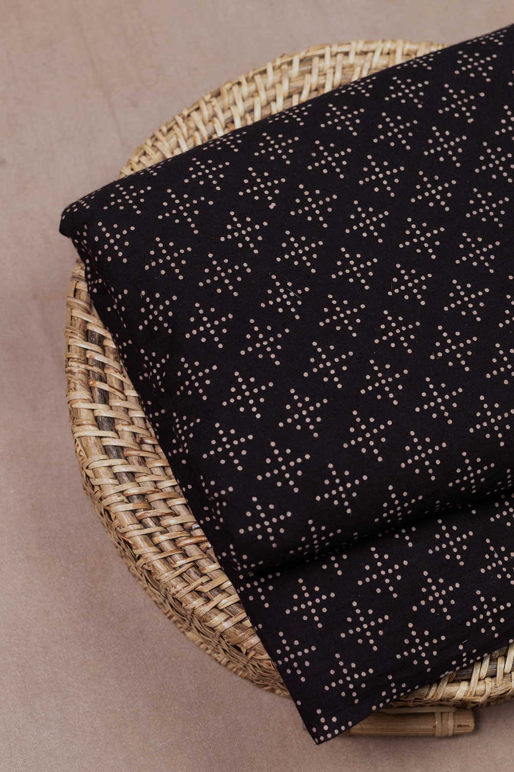 Black with Patterns Ajrak Cotton Fabric - 1m