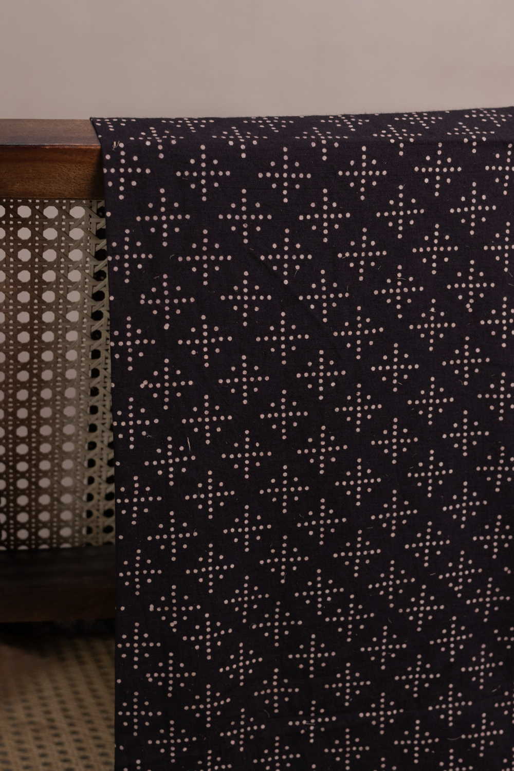 Black with Patterns Ajrak Cotton Fabric - 1m - Image 3
