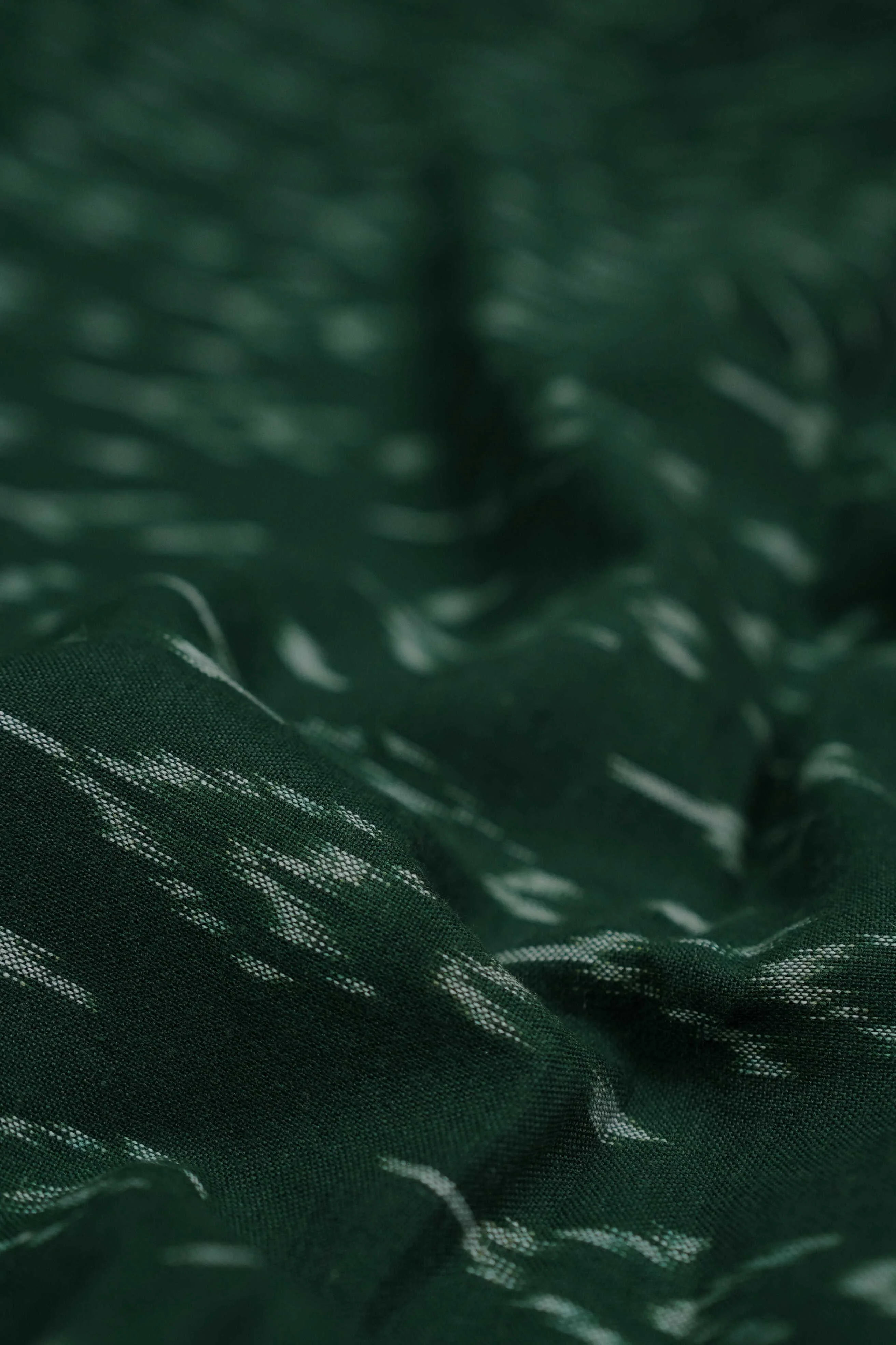 Dark Green With Butta Ikat Cotton Fabric - 0.5m - Image 2