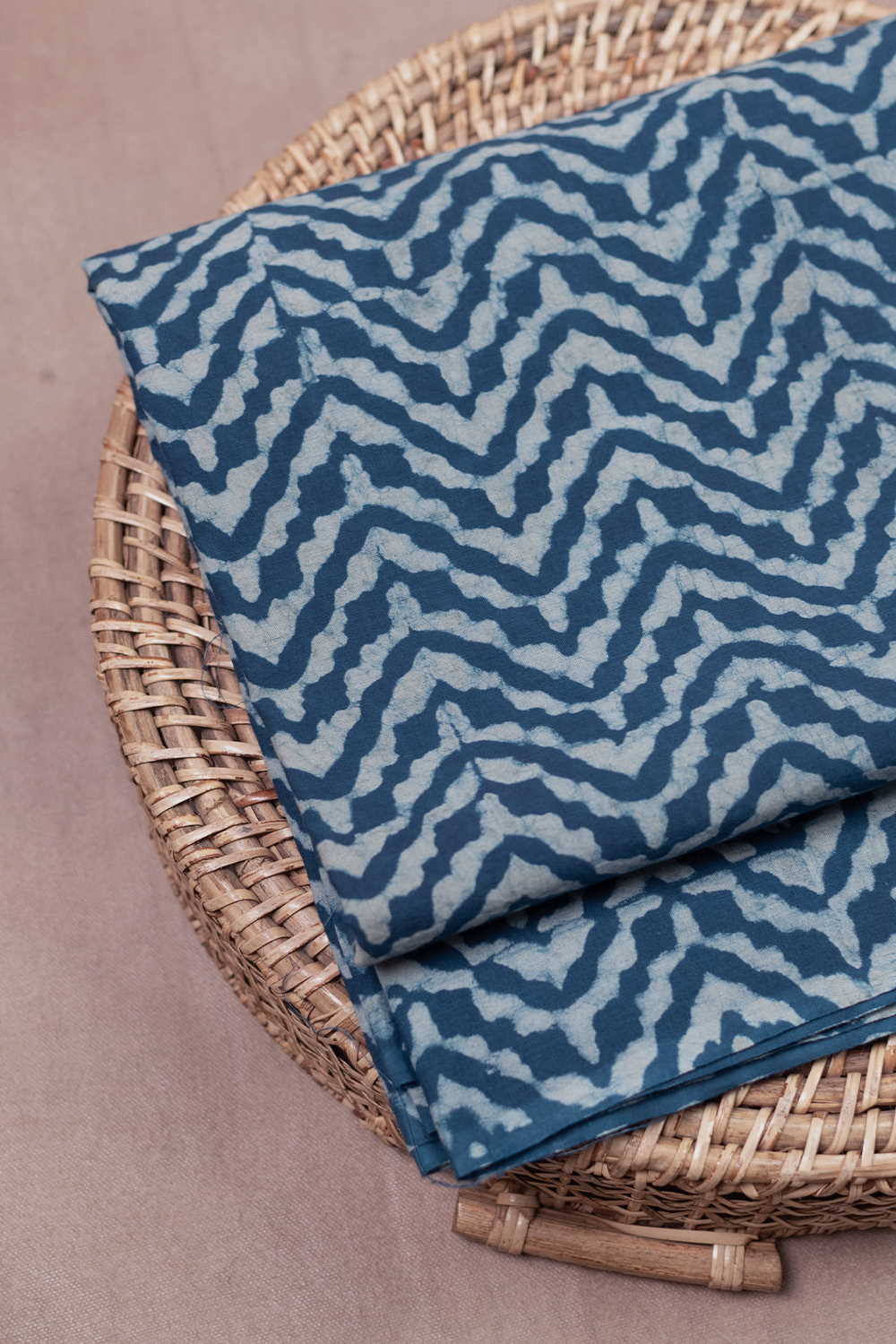 Chevron Pattern Dabu Cotton Fabric - 1.4m