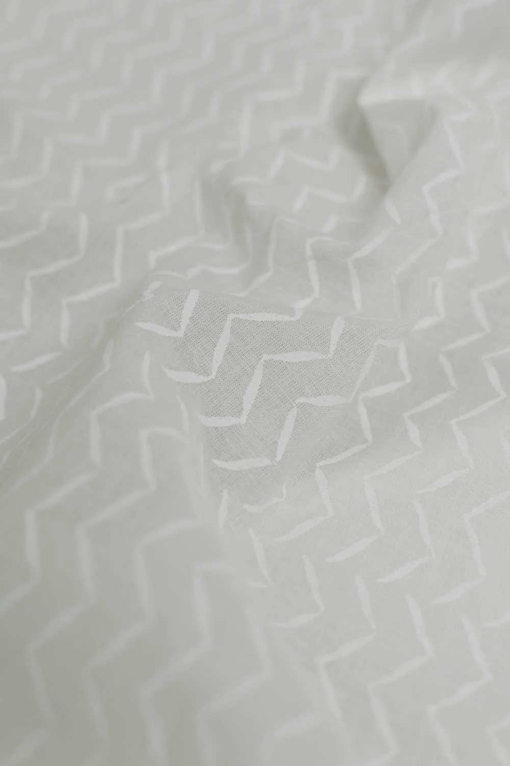 Chevron - Cream Sanganeri Cotton Fabric - 0.9m - Image 2