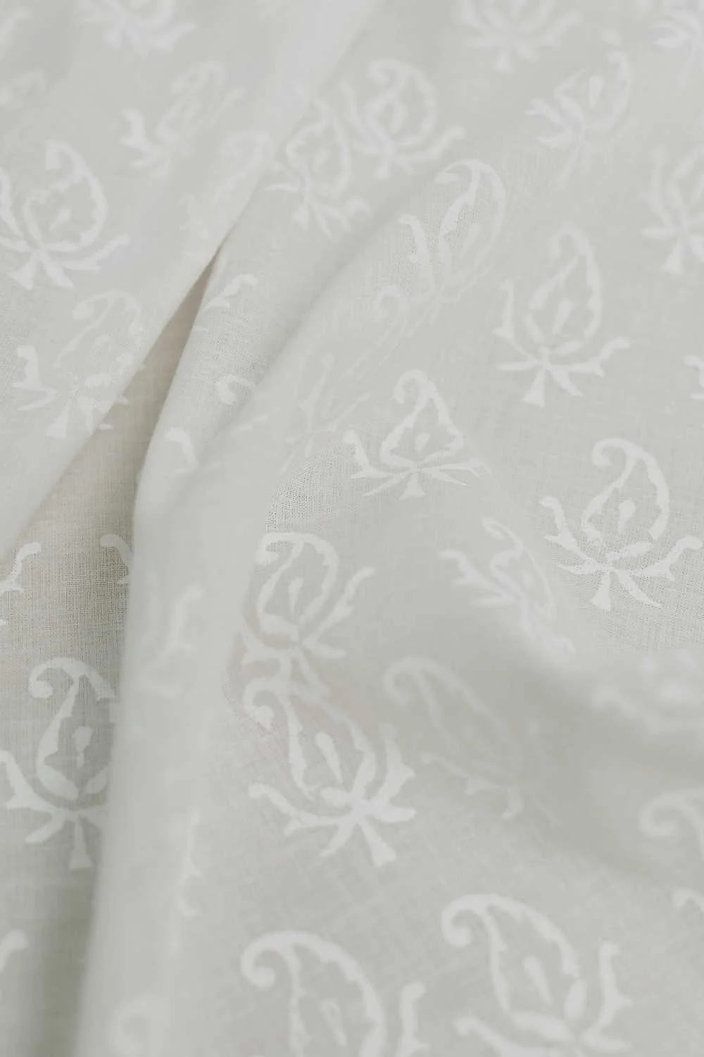 Paisley Butta on Cream Sanganeri Cotton Fabric - 1.1m - Image 2