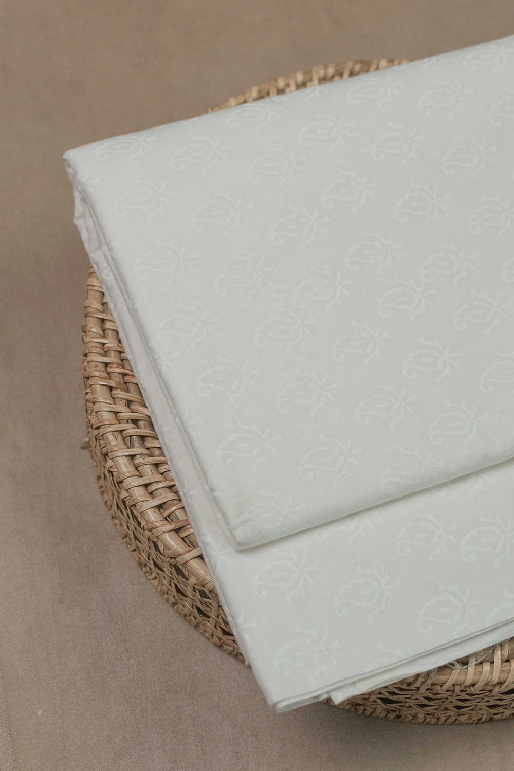 Paisley Butta on Cream Sanganeri Cotton Fabric - 1.1m - Image 3