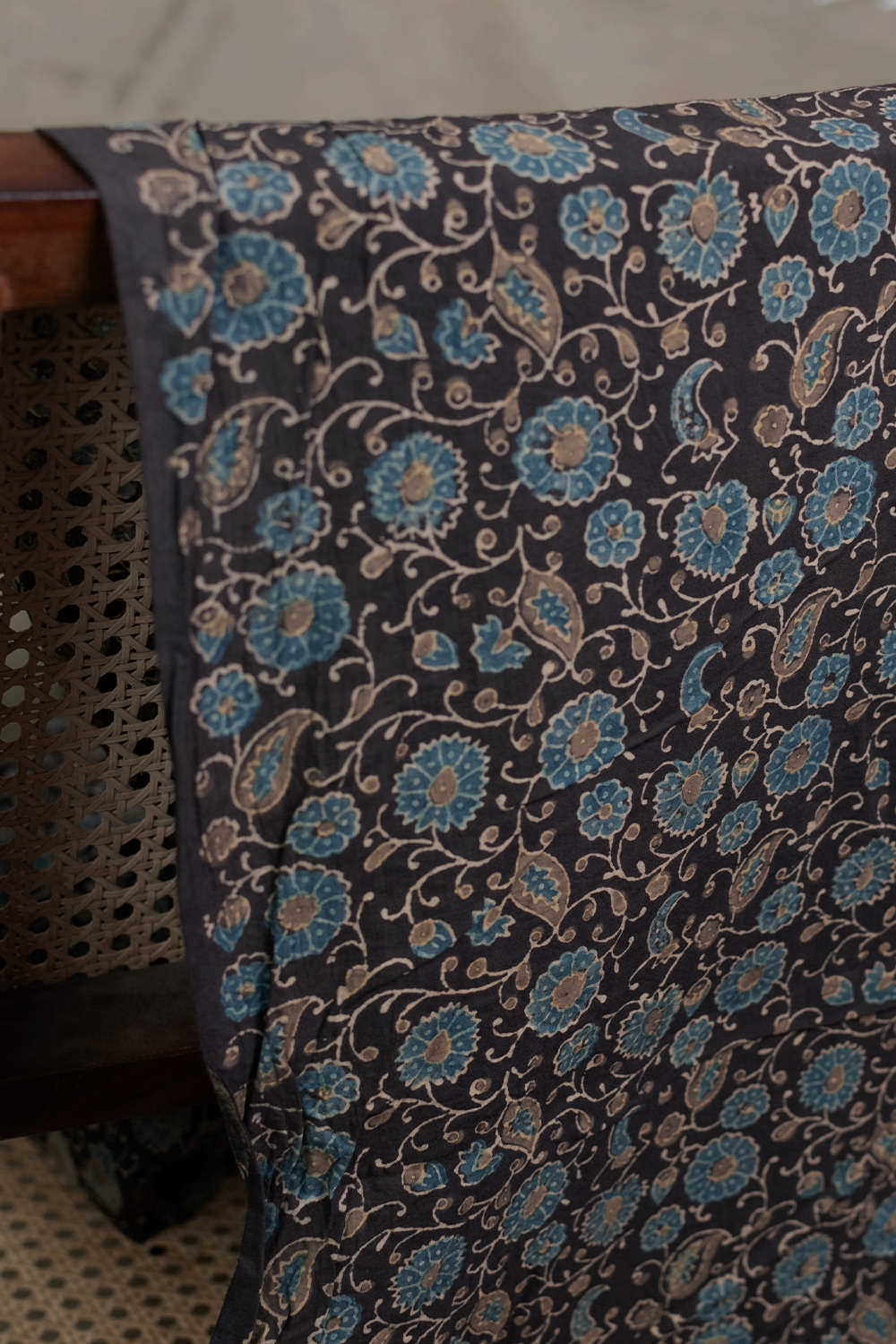 Floral Garden Ajrak Cotton Fabric - 1.1m