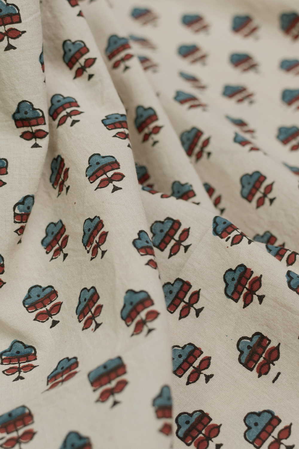 Little Motifs on Cream Ajrak Cotton Fabric - 0.5m - Image 2