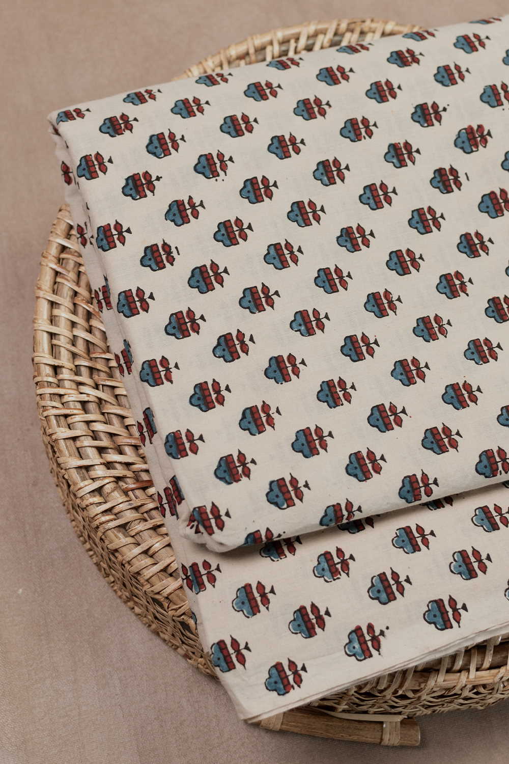 Little Motifs on Cream Ajrak Cotton Fabric - 0.5m - Image 3