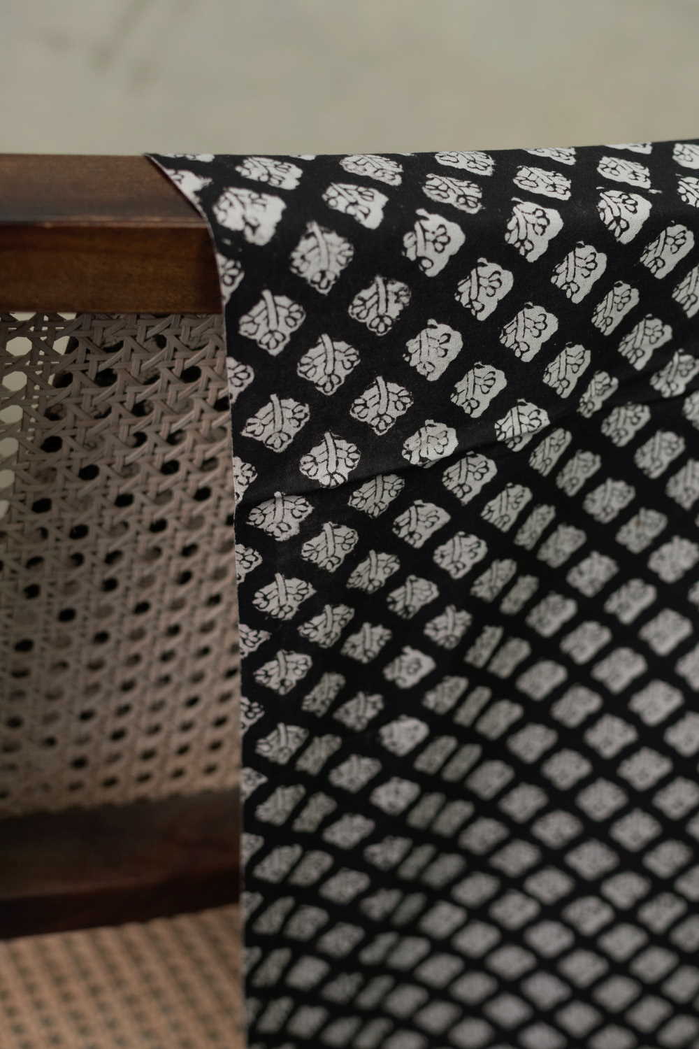 Pitch Black Bagru Cotton Fabric - 0.8m
