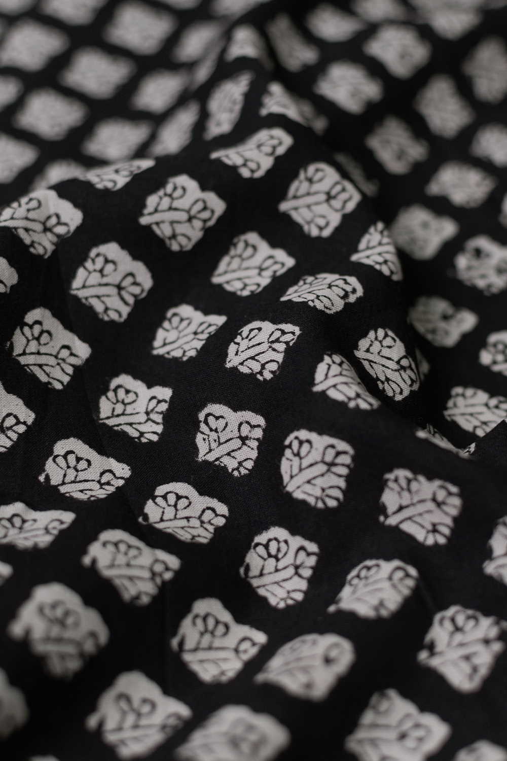 Pitch Black Bagru Cotton Fabric - 0.8m - Image 3