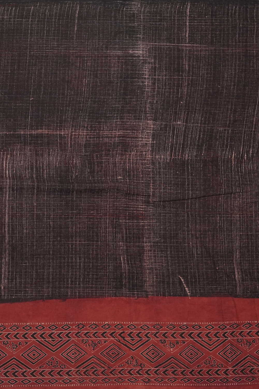 Black with Maroon Border Ajrak Cotton Fabric - 0.75m - Image 3