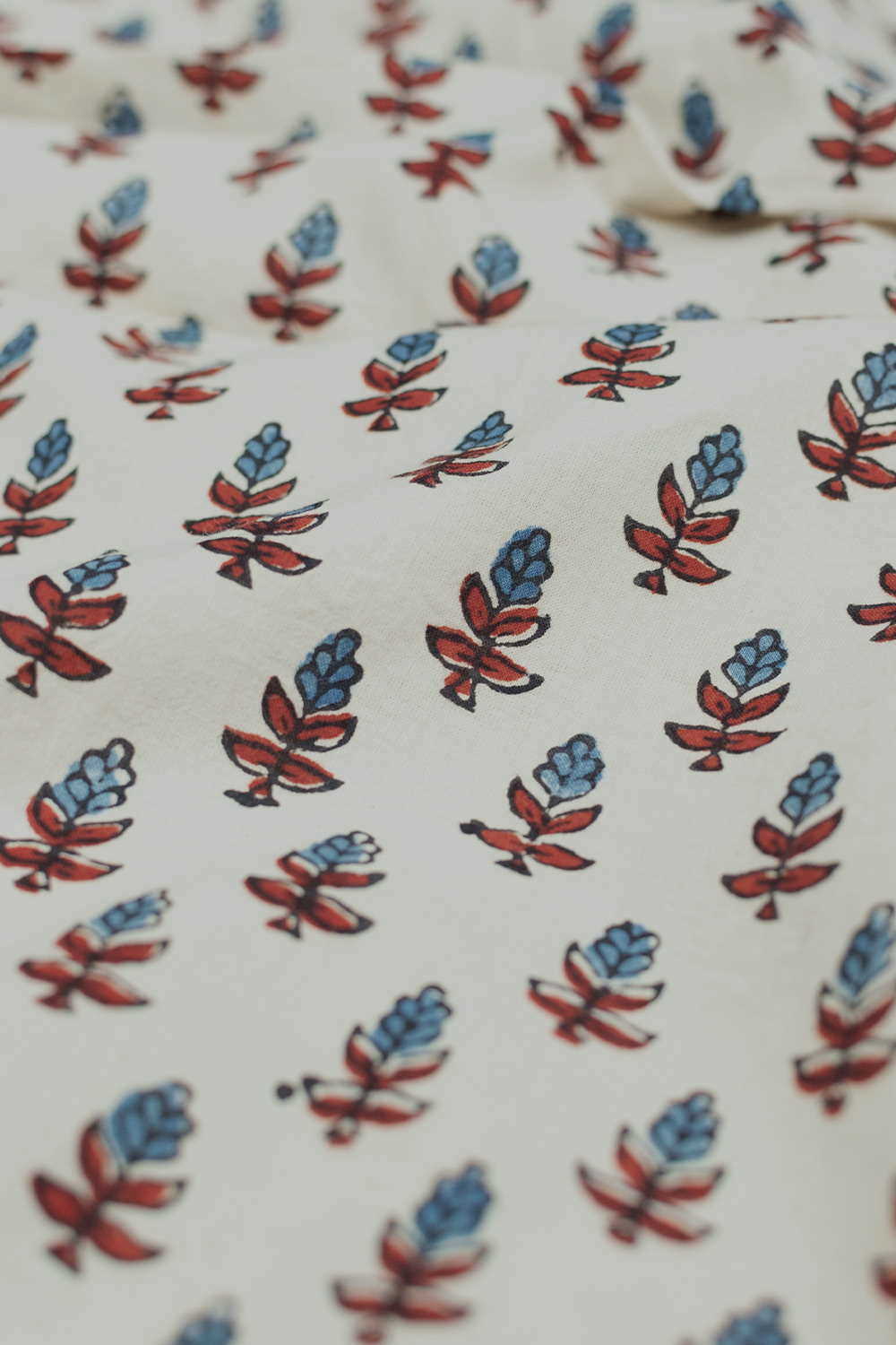 Snow Cream Ajrak Cotton Fabric - 0.8m - Image 3