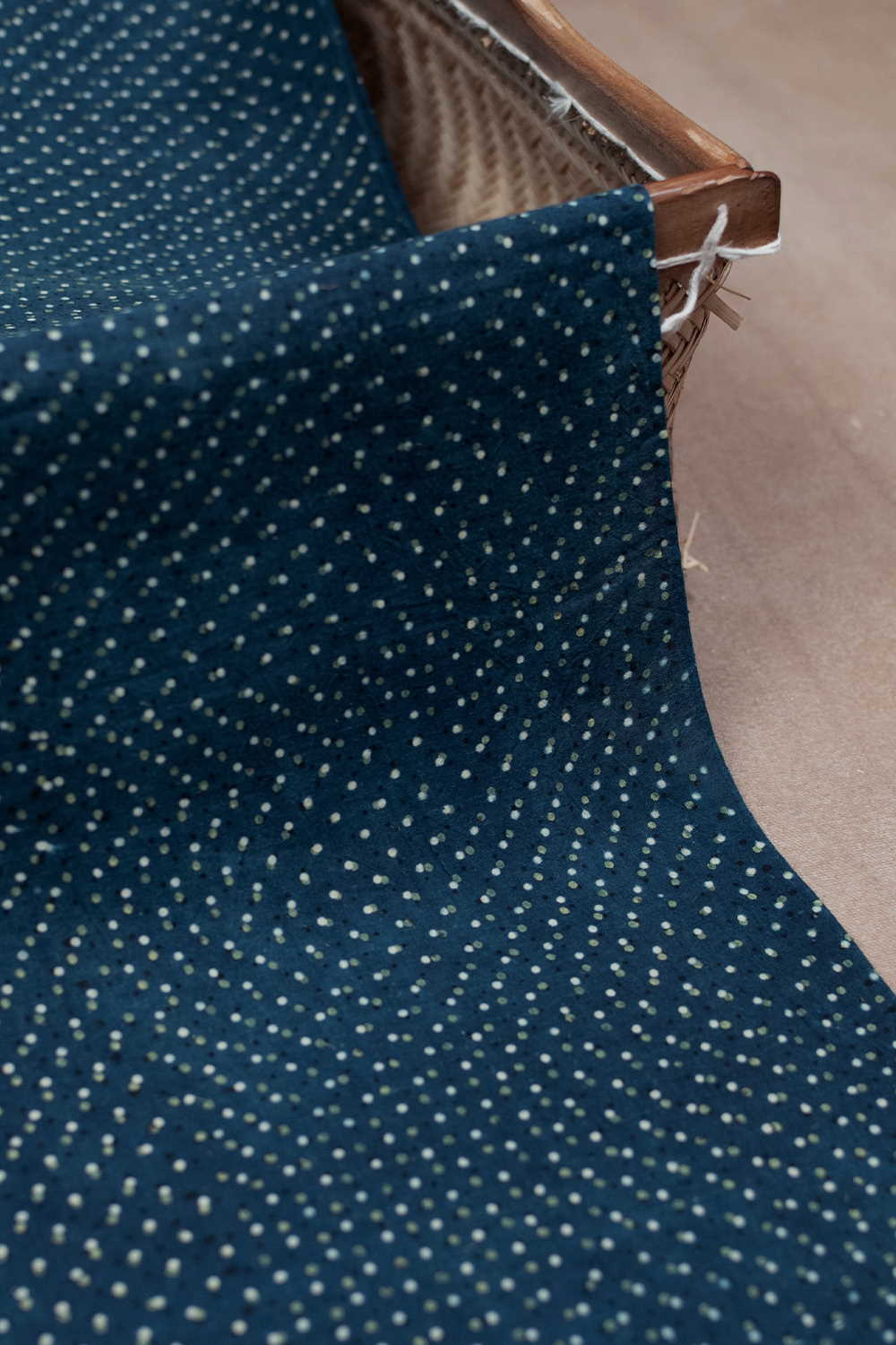 Indigo with Dots Ajrak Cotton Fabric - 1.5m
