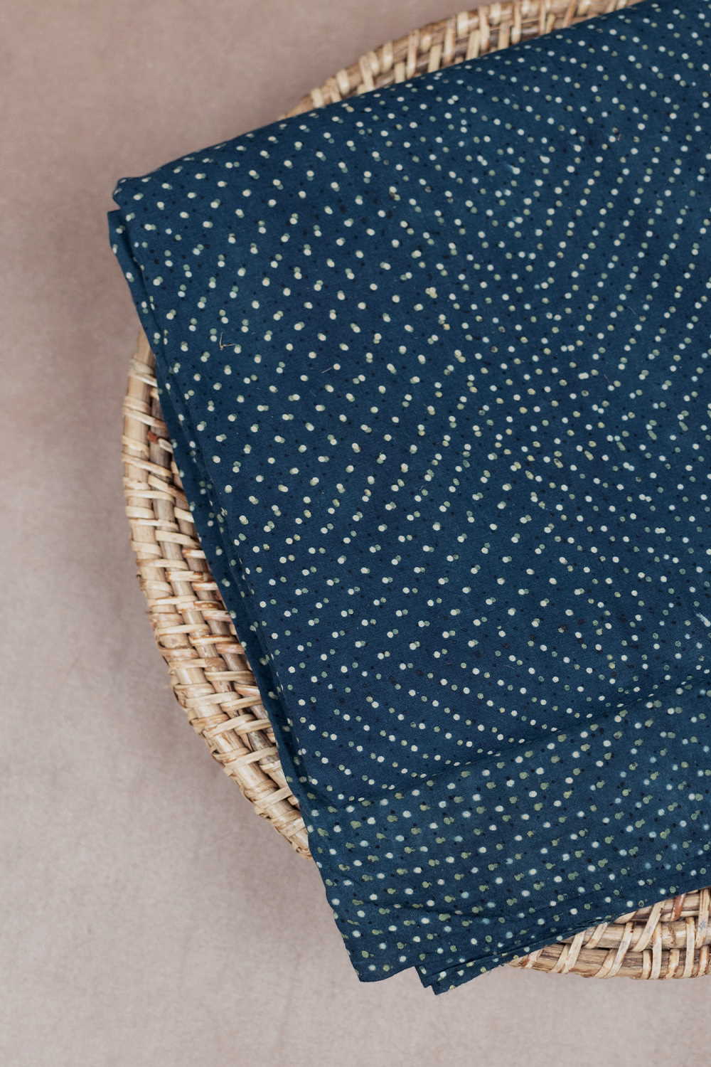 Indigo with Dots Ajrak Cotton Fabric - 1.5m - Image 2