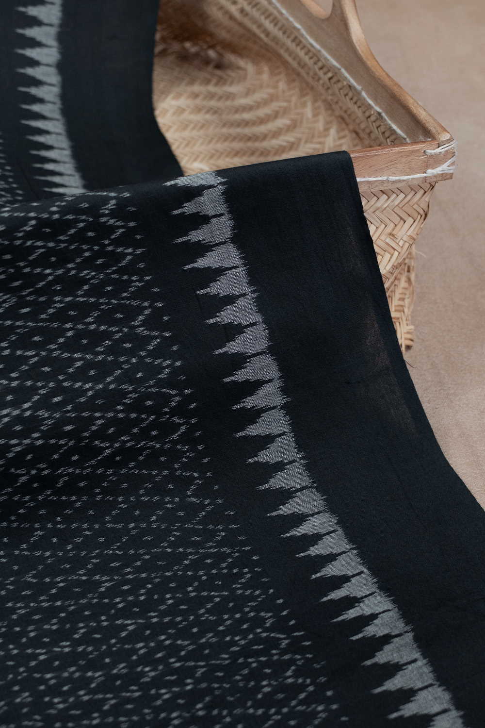 Ganga Jamuna Border Ikat Cotton Fabric - 0.5m - Image 2
