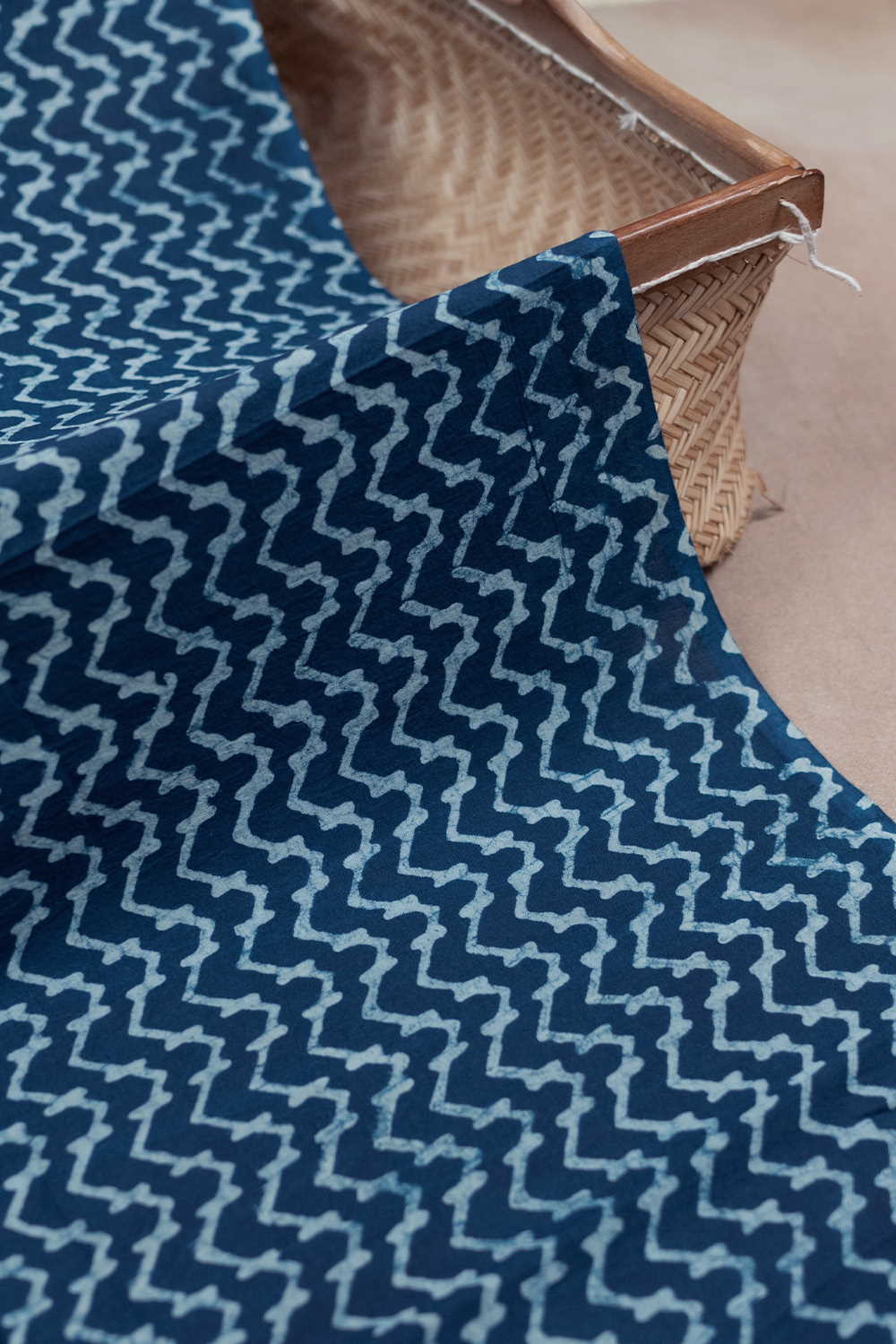 Indigo with Pattern Dabu Cotton Fabric - 1.95m