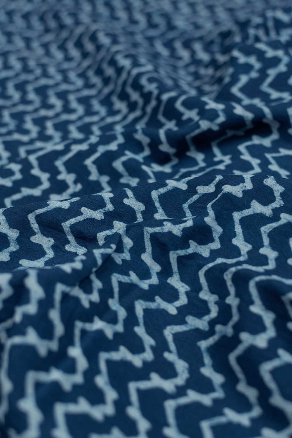 Indigo with Pattern Dabu Cotton Fabric - 1.95m - Image 3