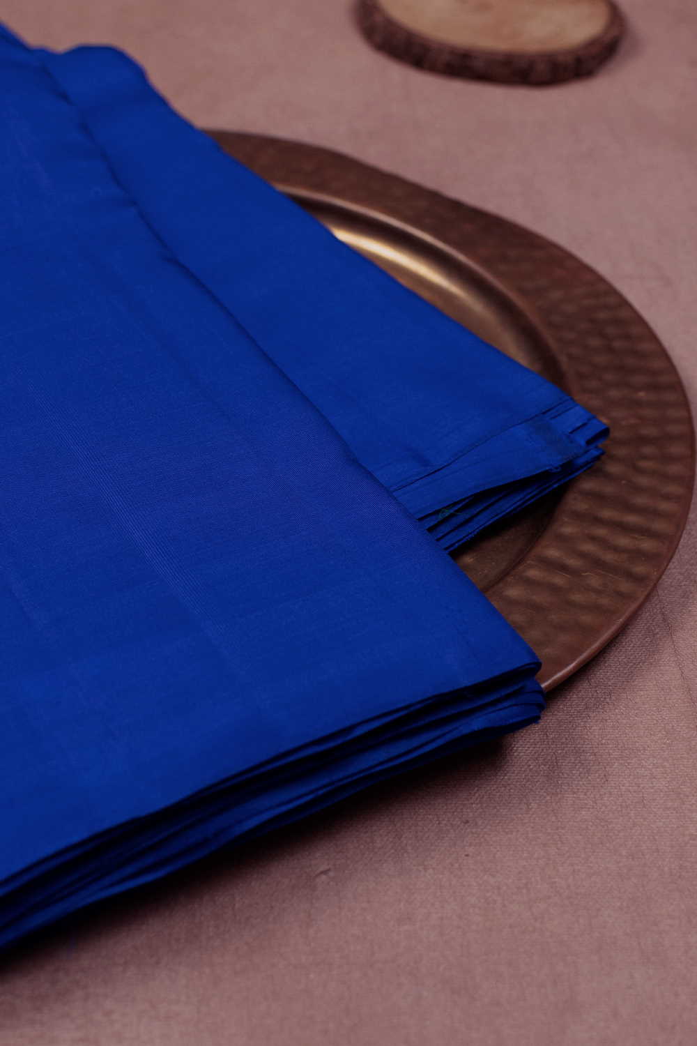 Dark Royal Blue Kanchipuram Silk Fabric - 0.6m