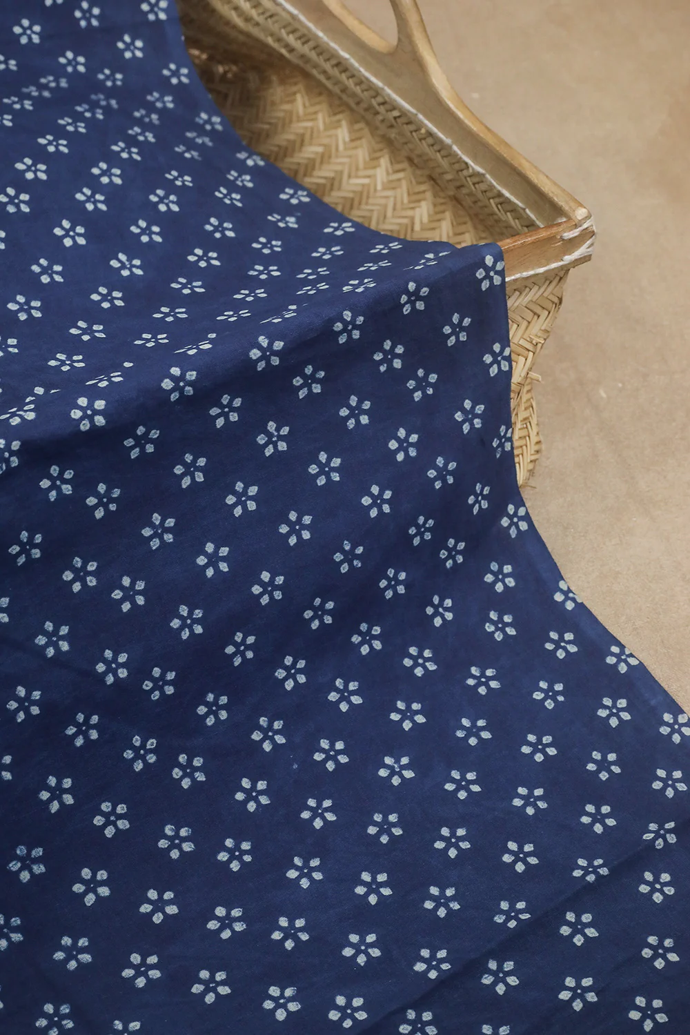 Floral Motifs Akola Block Printed Cotton Fabric - 0.9m - Image 3