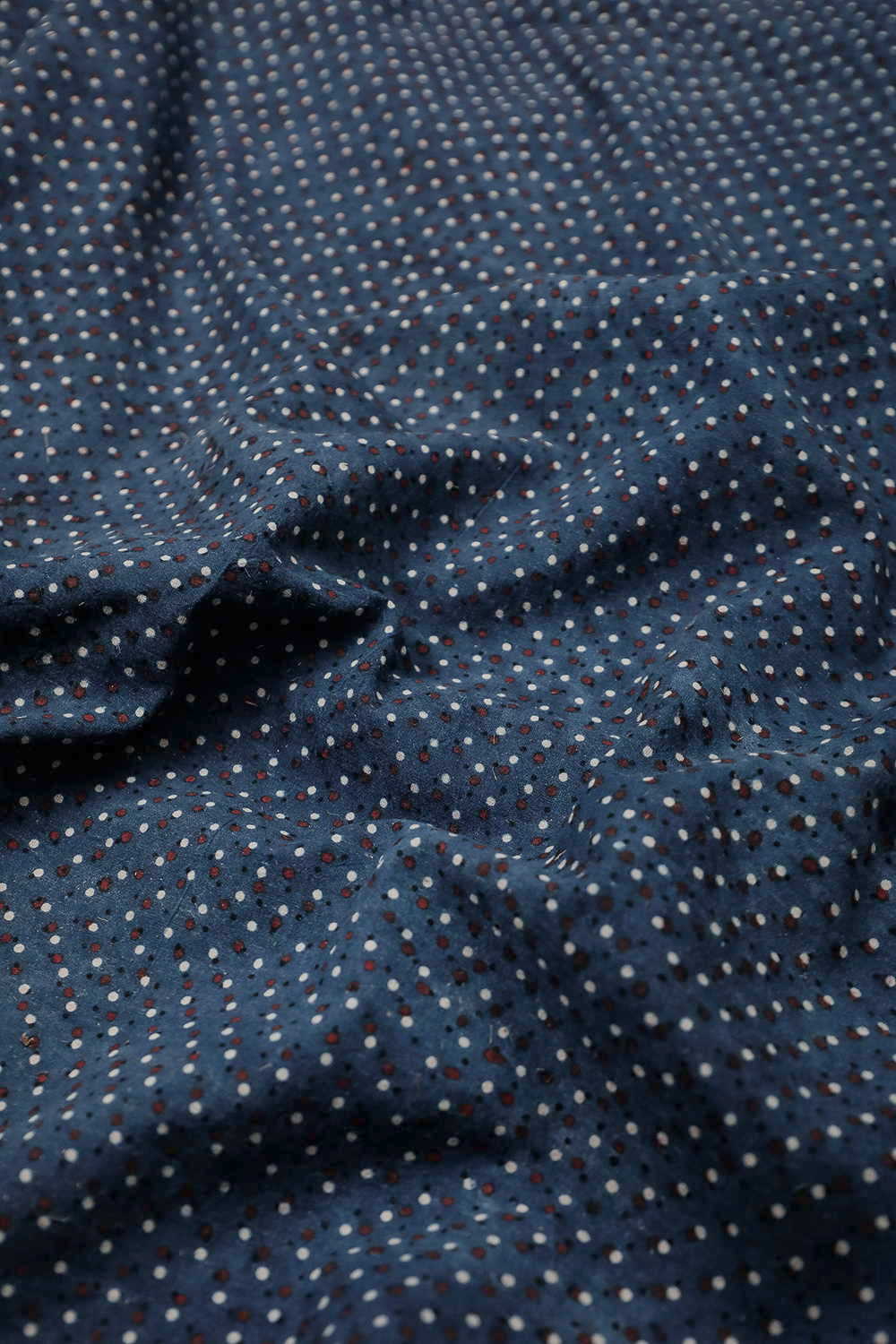 Maroon & Cream Tiny Dots Ajrak Cotton Fabric - 1m - Image 2