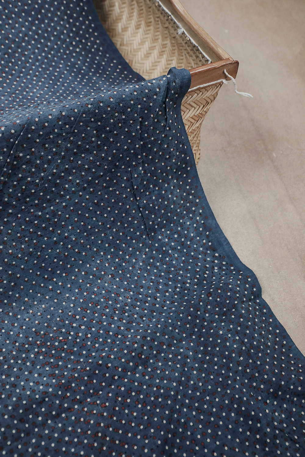 Maroon & Cream Tiny Dots Ajrak Cotton Fabric - 1m - Image 3