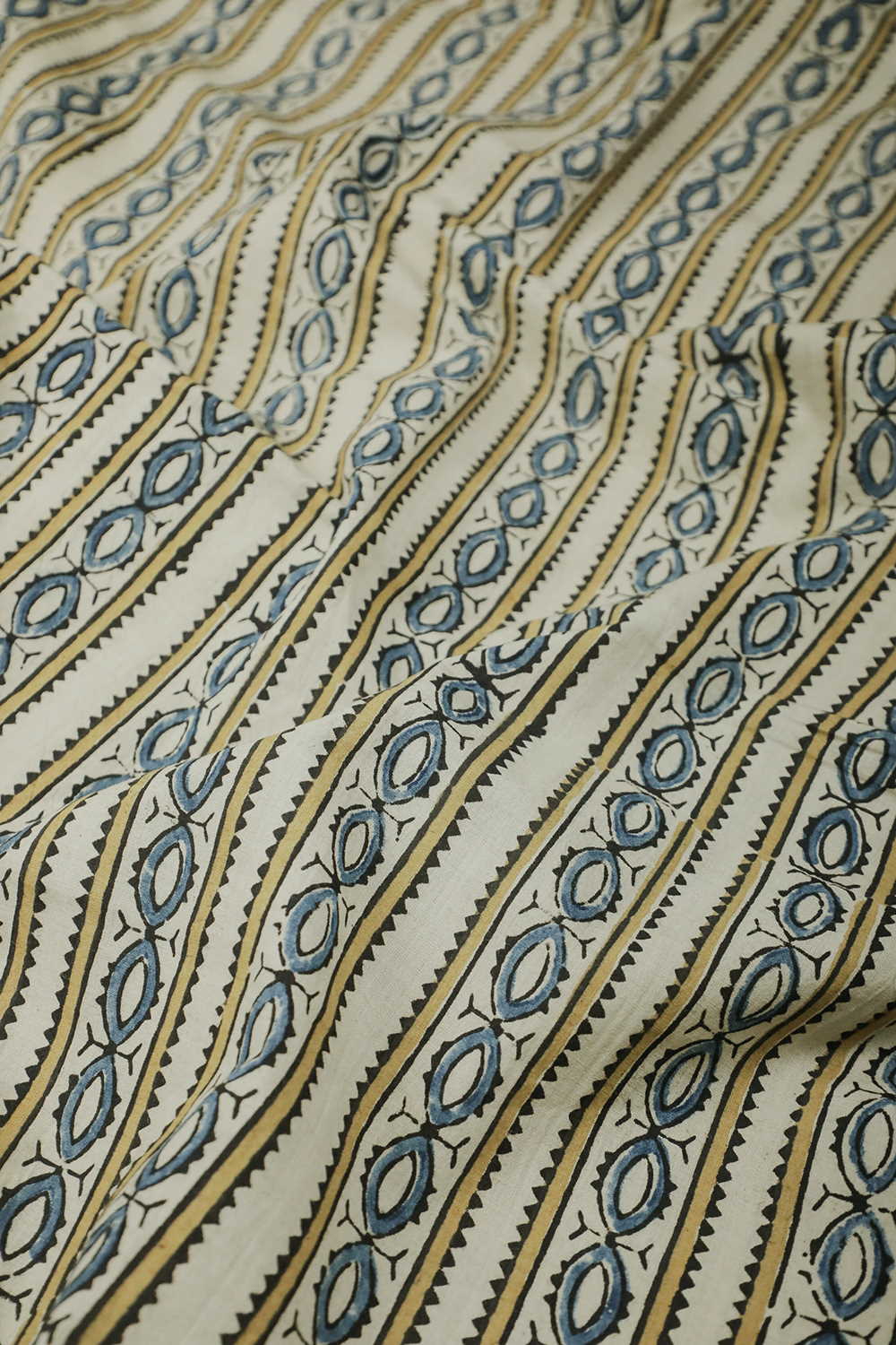 Stripes with Cream Ajrak Cotton Fabric - 0.5m - Image 2