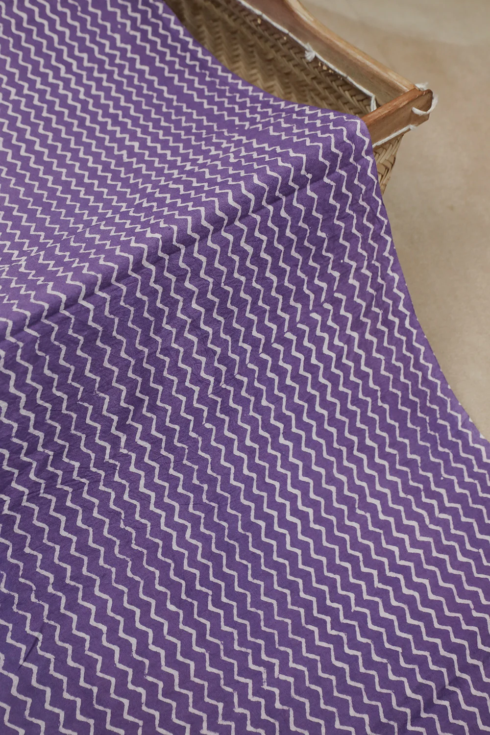Velvet Purple Dabu Cotton Fabric - 0.5m