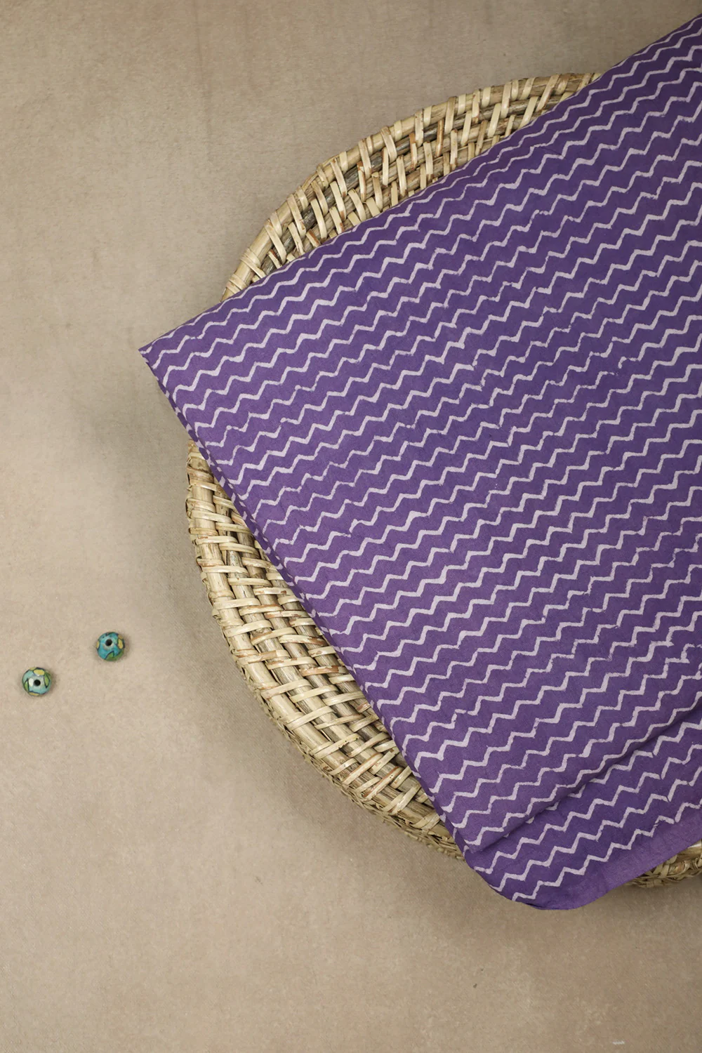 Velvet Purple Dabu Cotton Fabric - 0.5m - Image 2