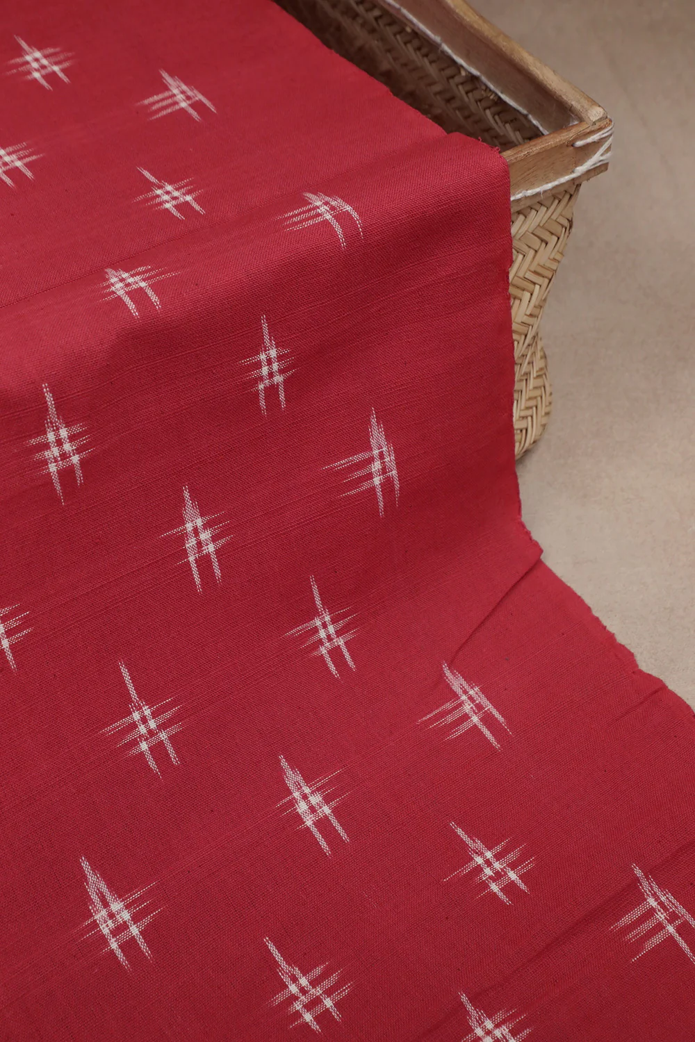 Butta on Red Double Ikat Cotton Fabric - 1.6m - Image 2