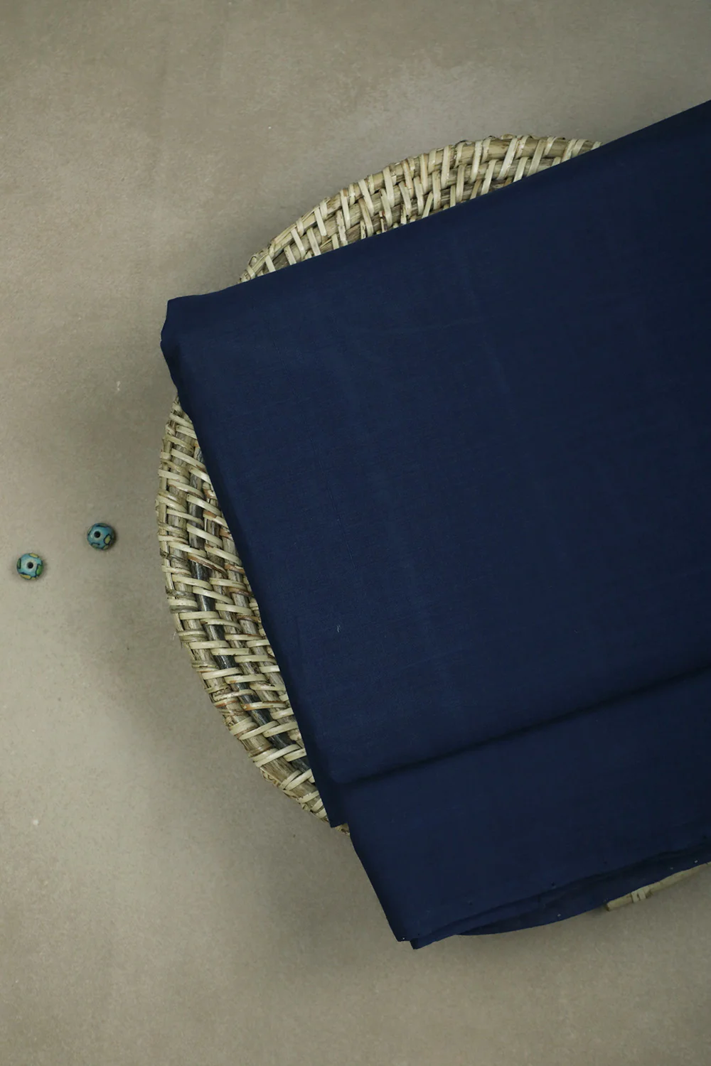 Dark Navy Blue Mangalagiri Cotton Fabric - 0.8m - Image 2