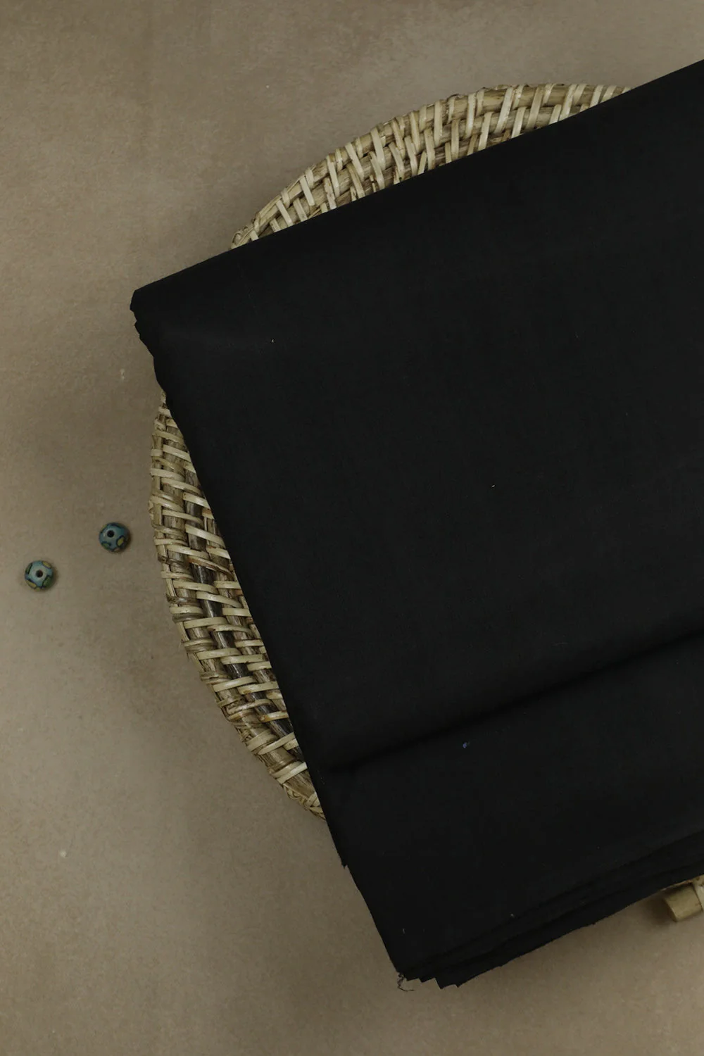 Plain Black Mangalagiri Cotton Fabric - 0.7m