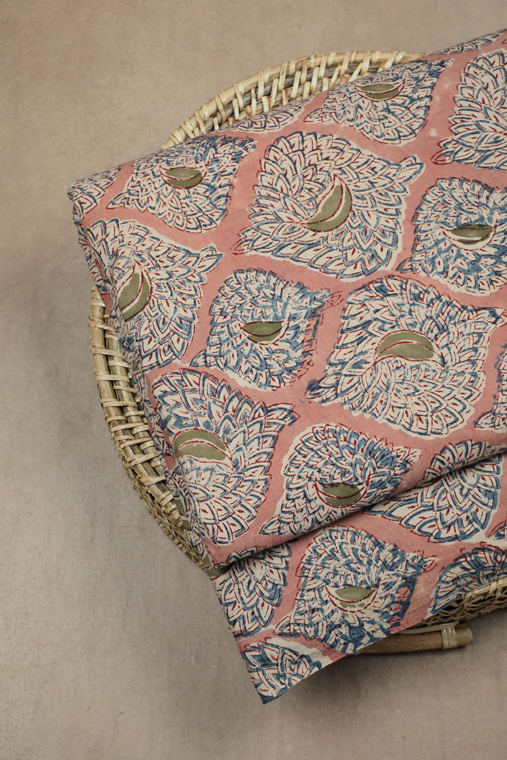 Big Butta on Pink Printed kalamkari Cotton Fabric