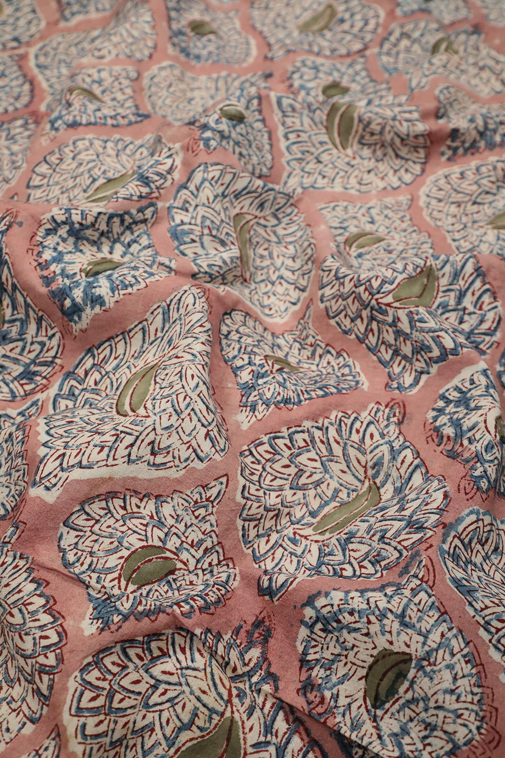 Big Butta on Pink Printed kalamkari Cotton Fabric - Image 2
