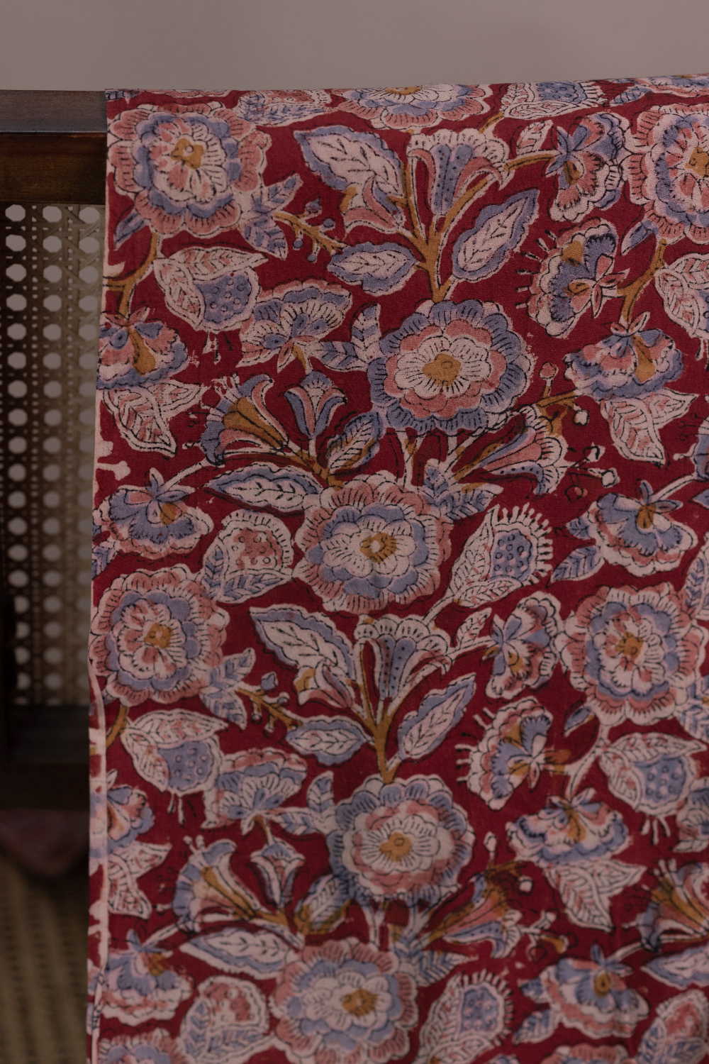 Floral Garden Printed kalamkari Cotton Fabric - Image 2