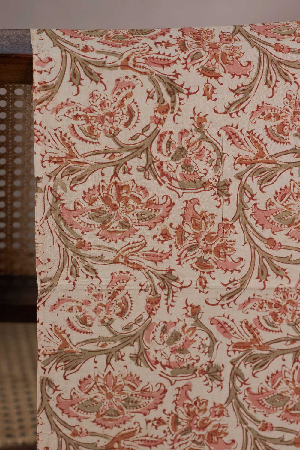 Beige Botanica Printed kalamkari Cotton Fabric