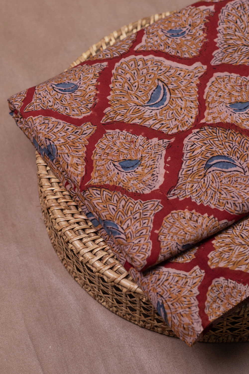 Maroon Printed kalamkari Cotton Fabric