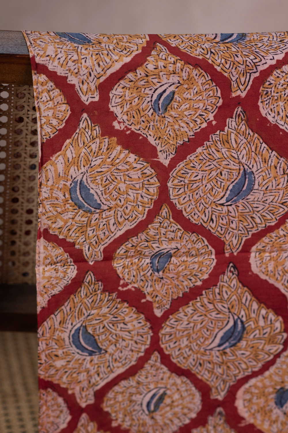 Maroon Printed kalamkari Cotton Fabric - Image 2