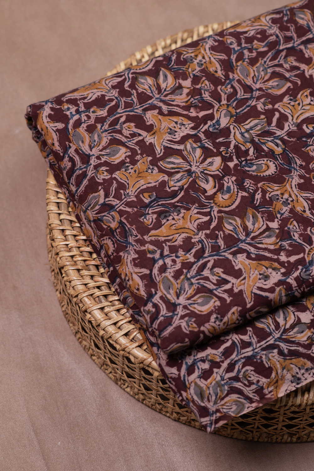 Cocoa Meadow Printed kalamkari Cotton Fabric - Image 2