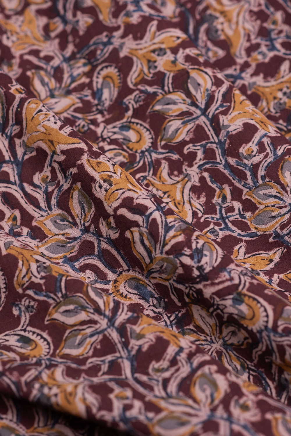Cocoa Meadow Printed kalamkari Cotton Fabric - Image 3