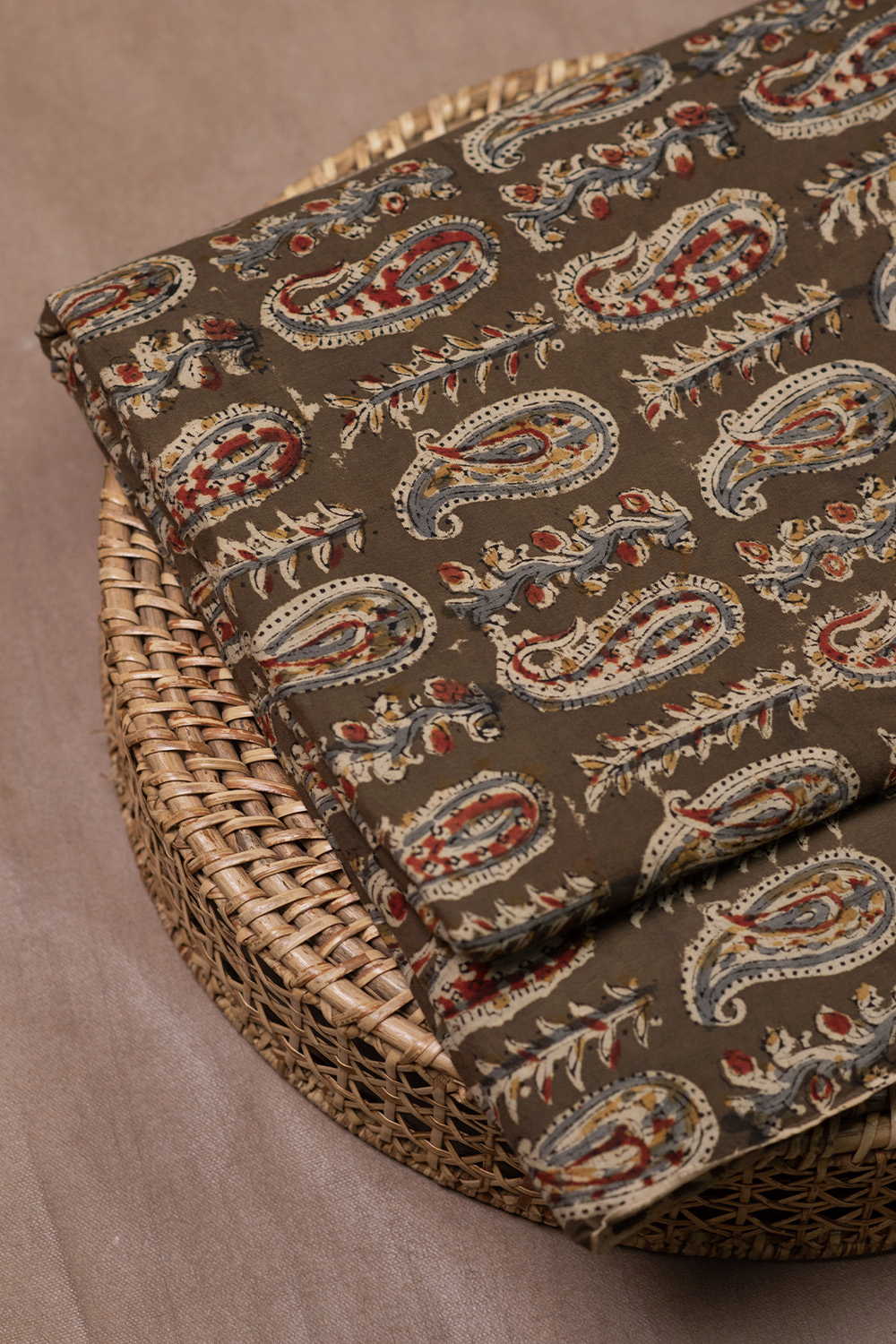 Pickle Green Printed kalamkari Cotton Fabric
