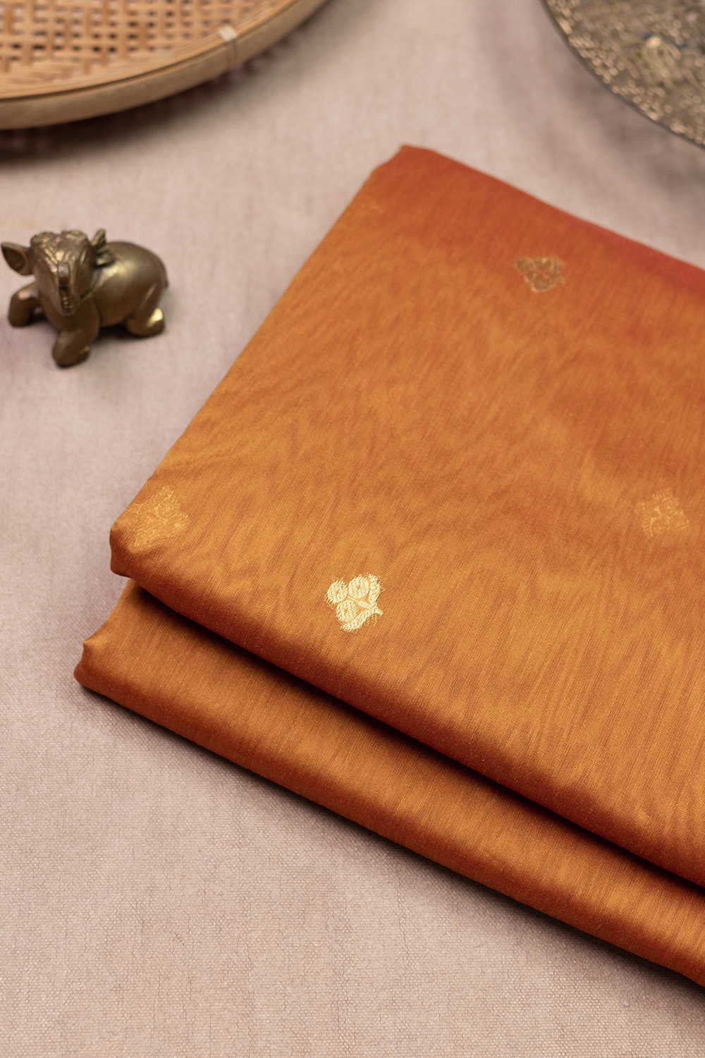 Royal Orange Chanderi Silk Cotton Fabric - 2.4m