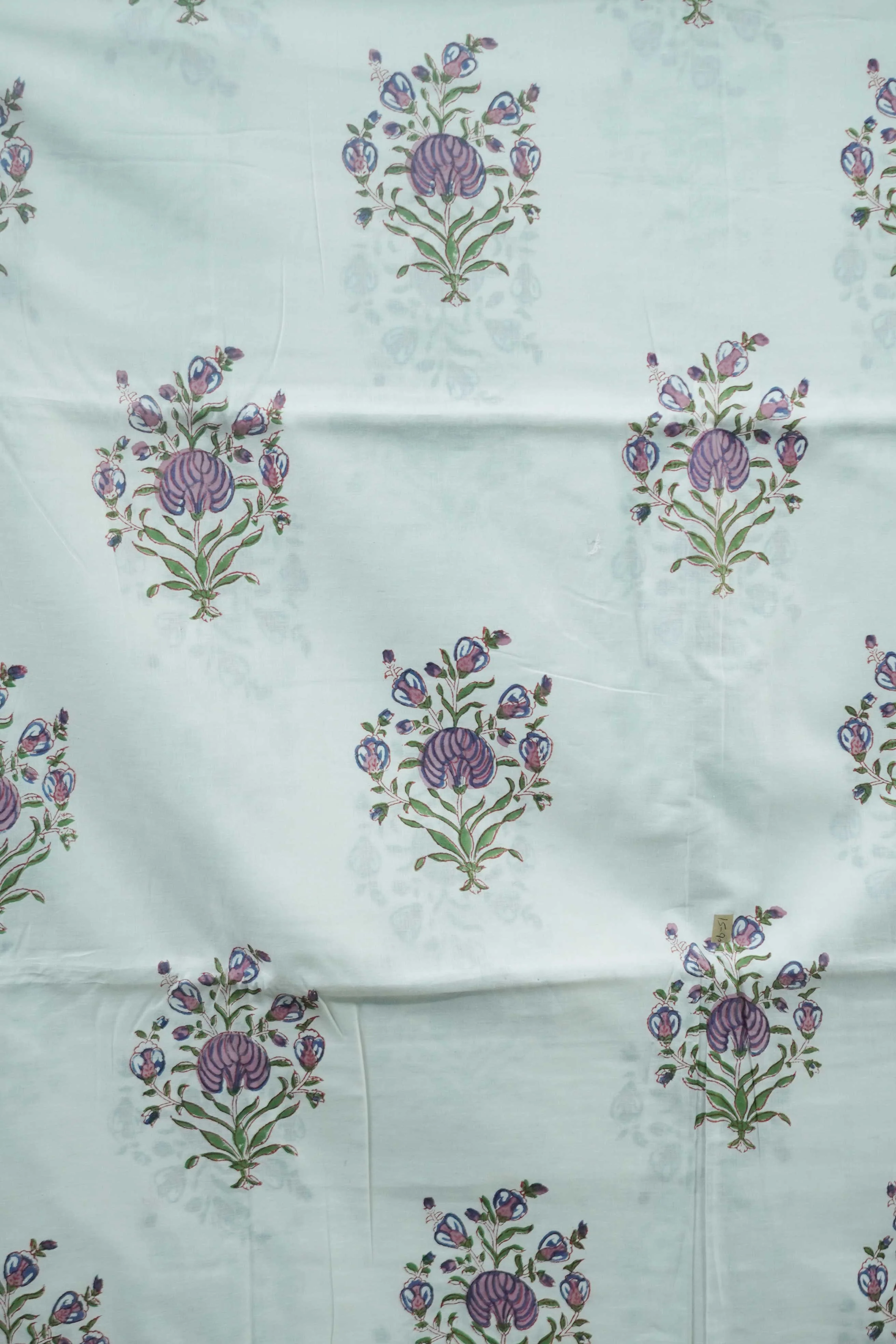 Florals with Cream Sanganeri Cotton Fabric - Image 4
