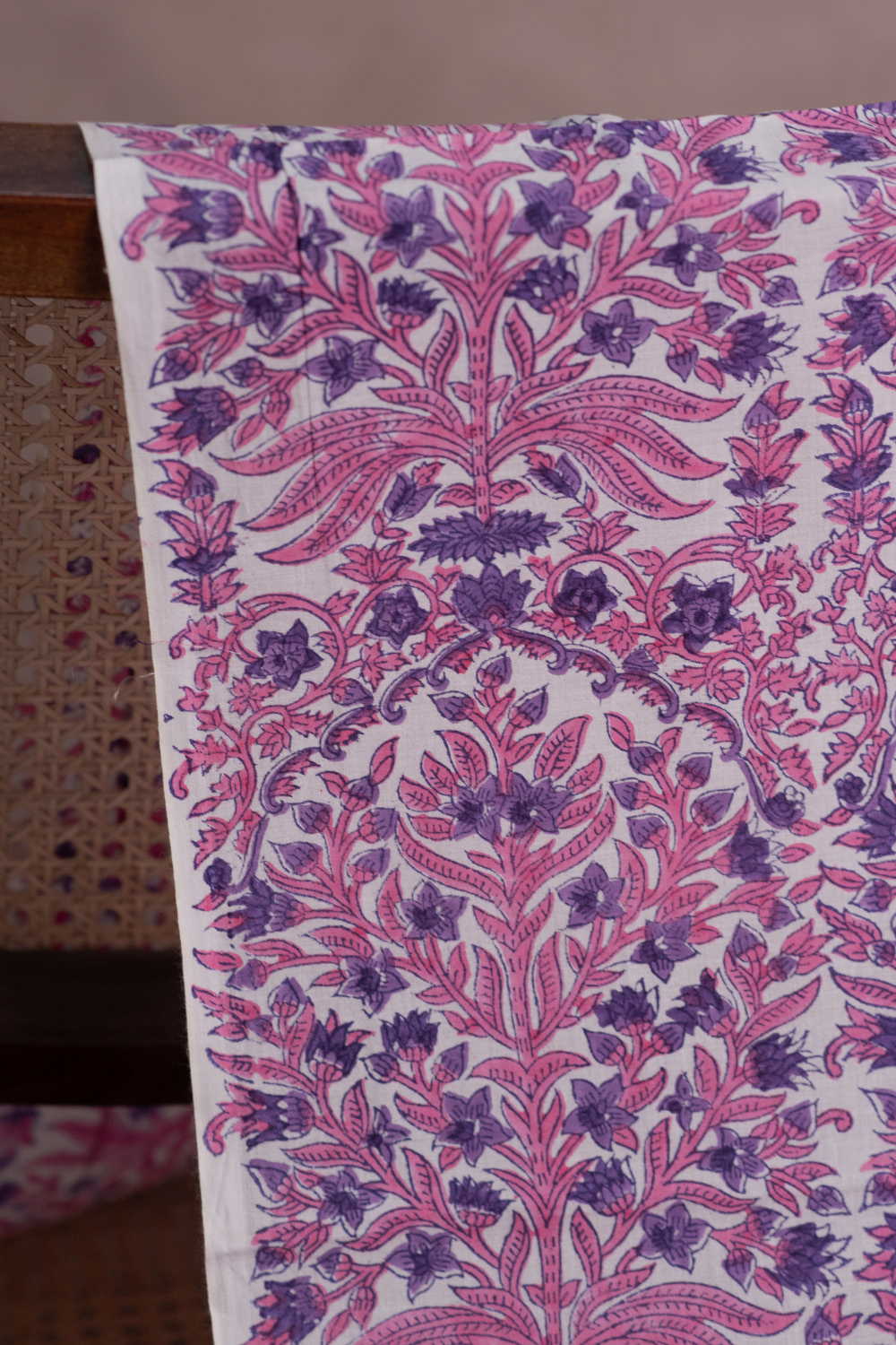 Garden Vine Floral Sanganeri Cotton Fabric - Image 2