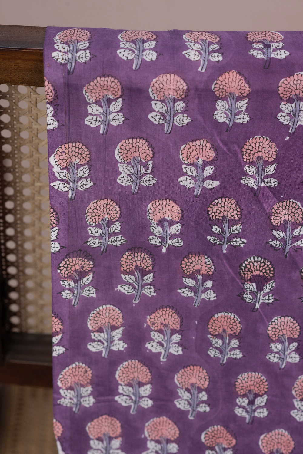 Dusky Rose Bud Sanganeri Cotton Fabric - Image 2
