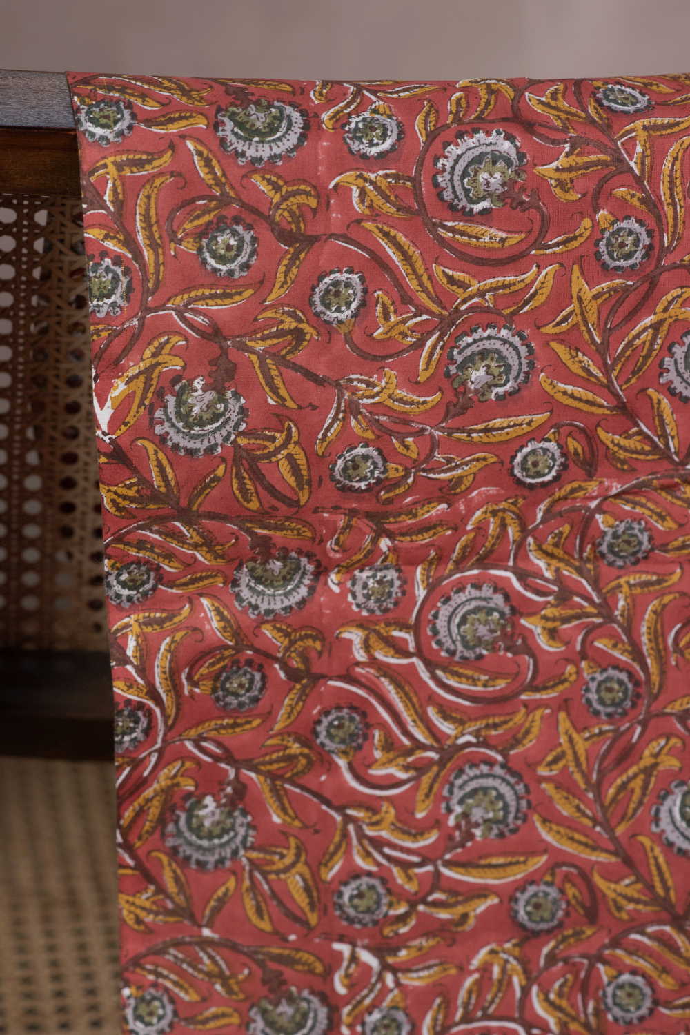 Floral Garden - Maroon Sanganeri Cotton Fabric - Image 3