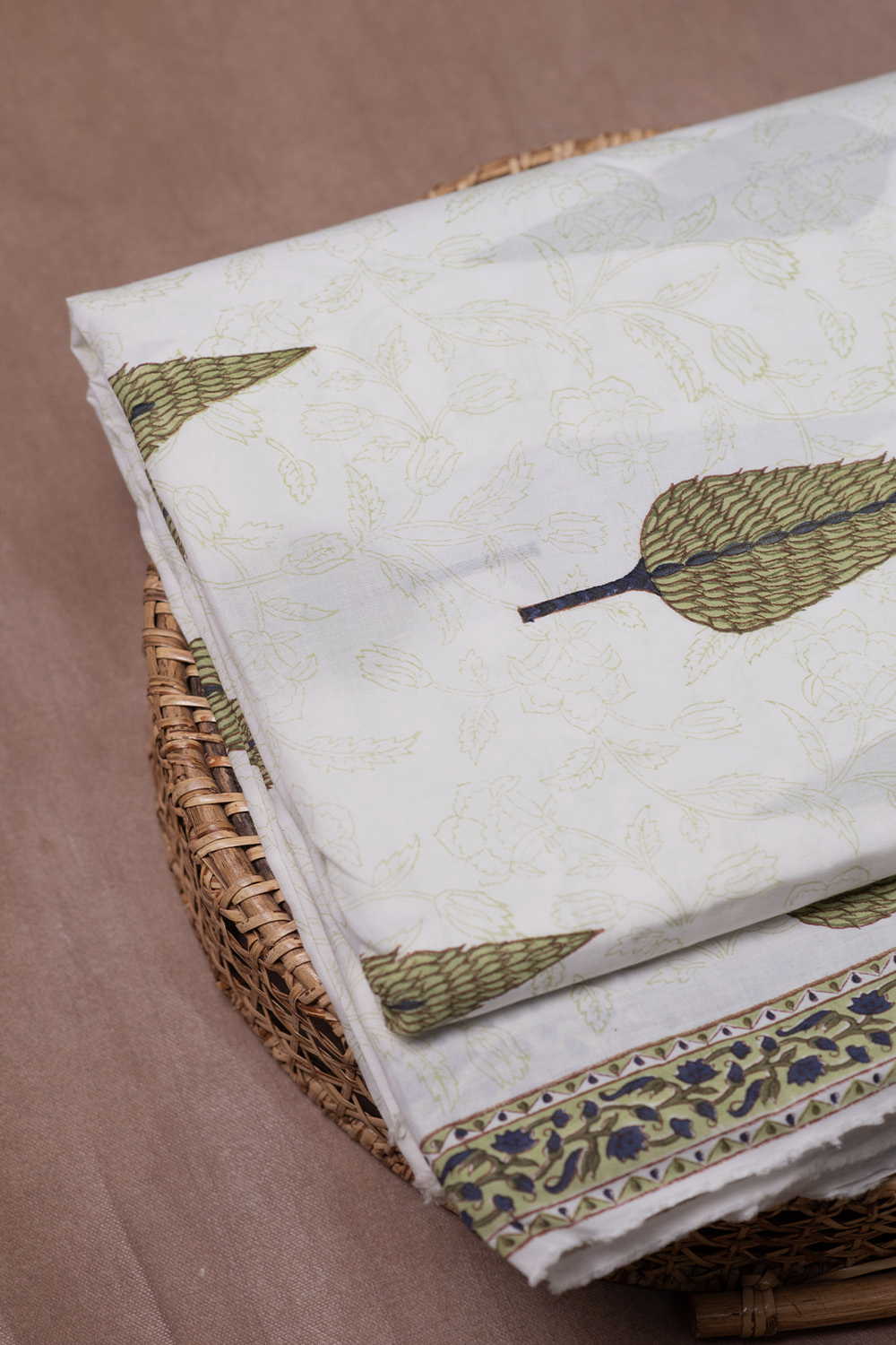 Whisper Leaf Sanganeri Cotton Fabric