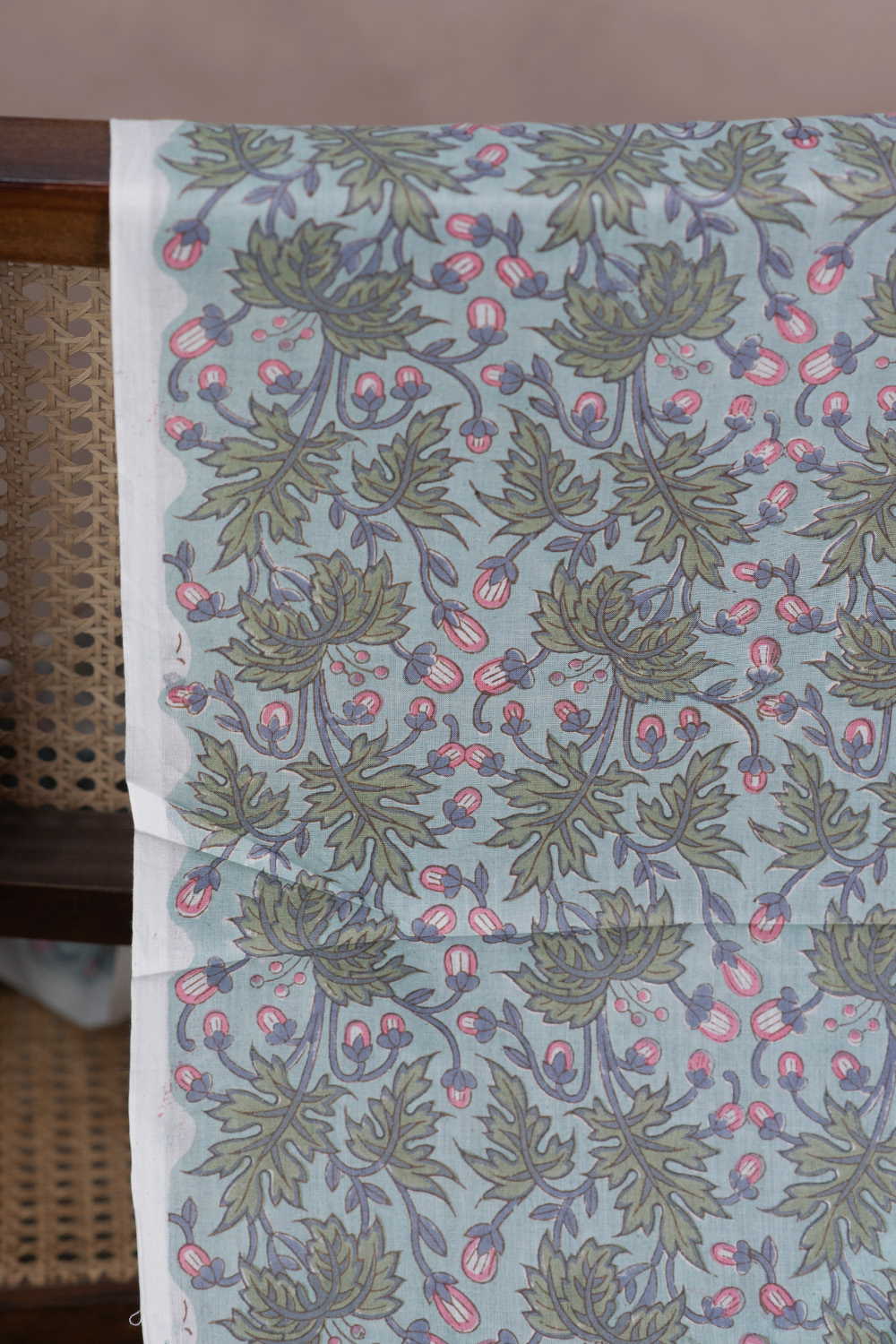 Wildflower Notes Sanganeri Cotton Fabric - Image 2