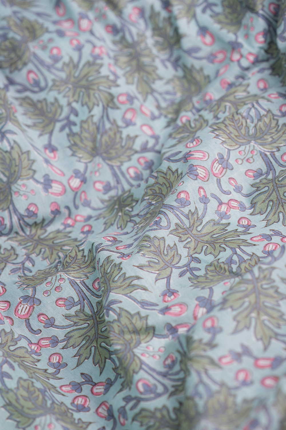 Wildflower Notes Sanganeri Cotton Fabric - Image 3
