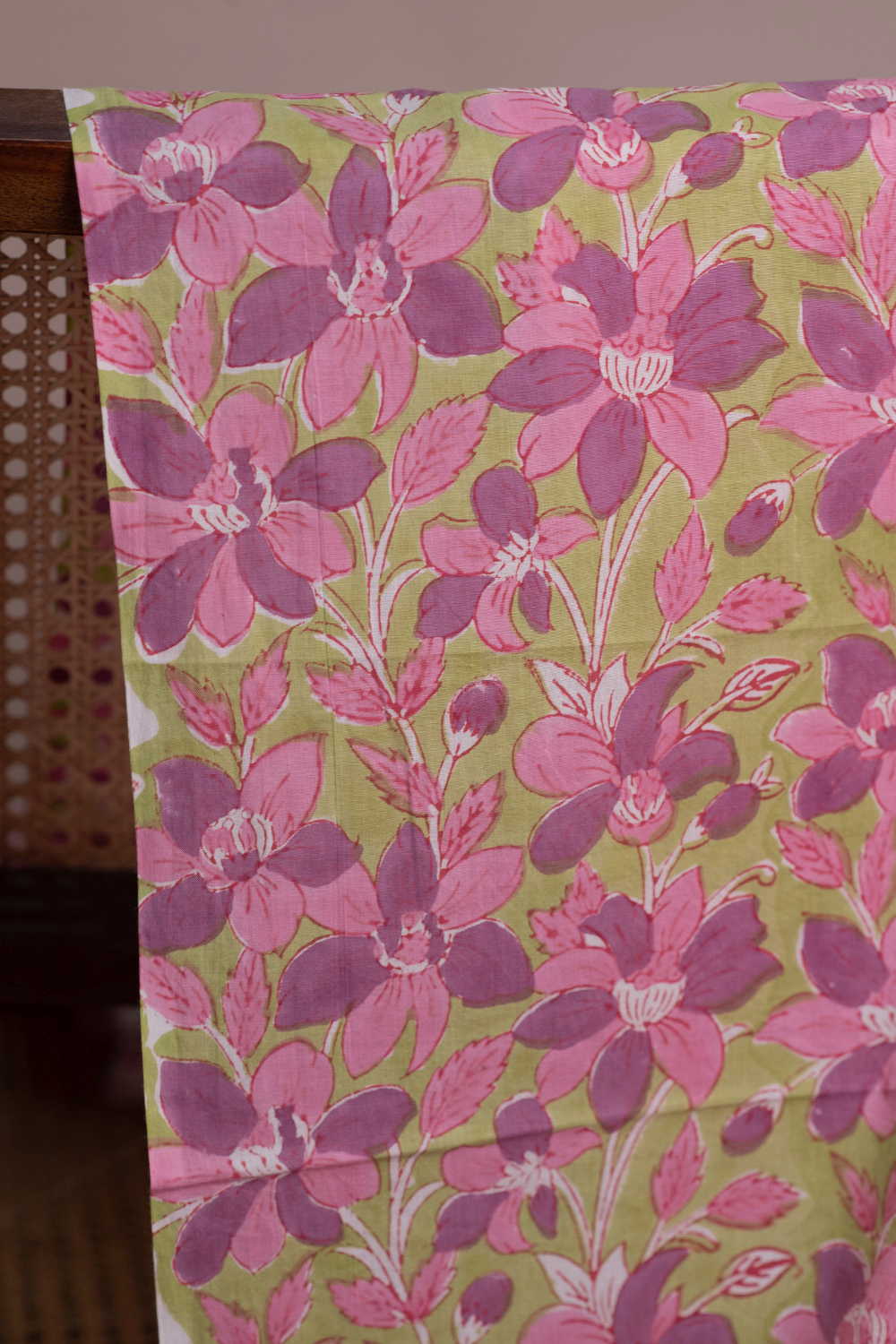 Blush Blossom Sanganeri Cotton Fabric - Image 2