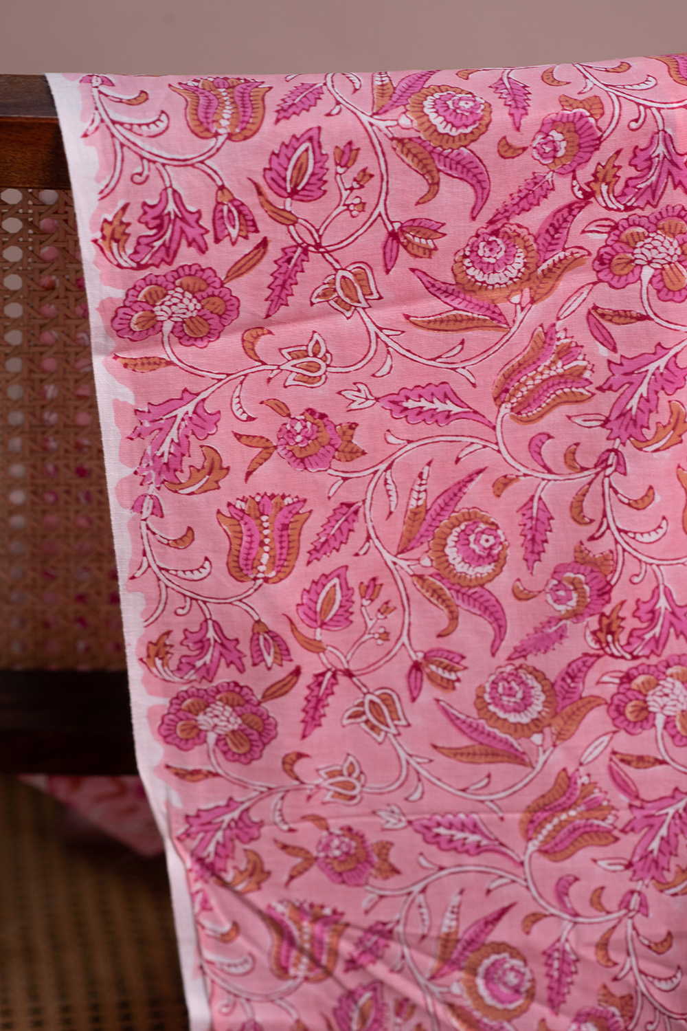 Rose Garden Sanganeri Cotton Fabric - Image 3