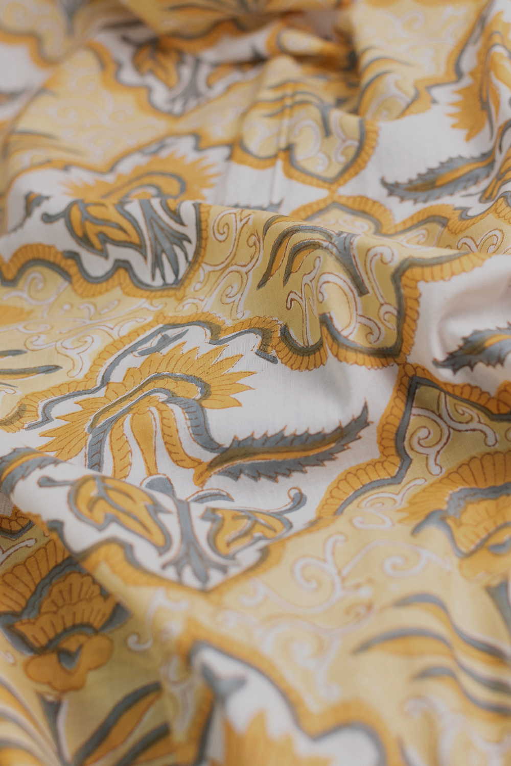 Amber Petal Dream Sanganeri Cotton Fabric - Image 2