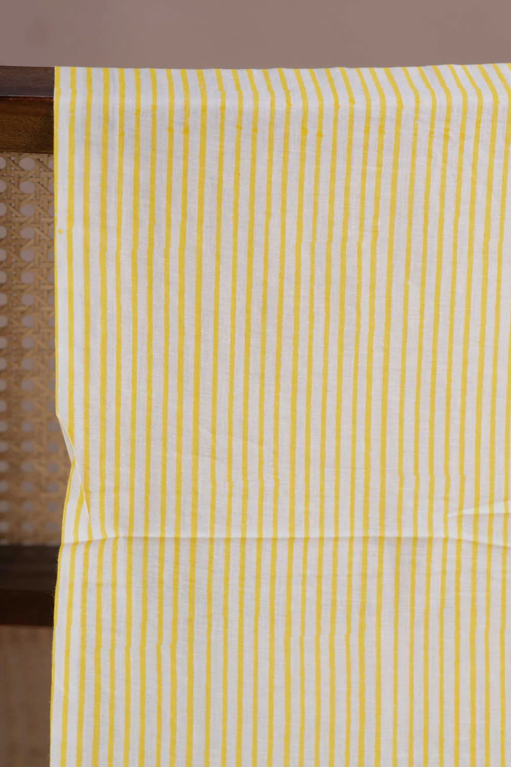 Yellow Stripe Sanganeri Cotton Fabric